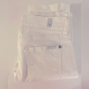 7 for all mankind crop and rolled white jeans - size 25
